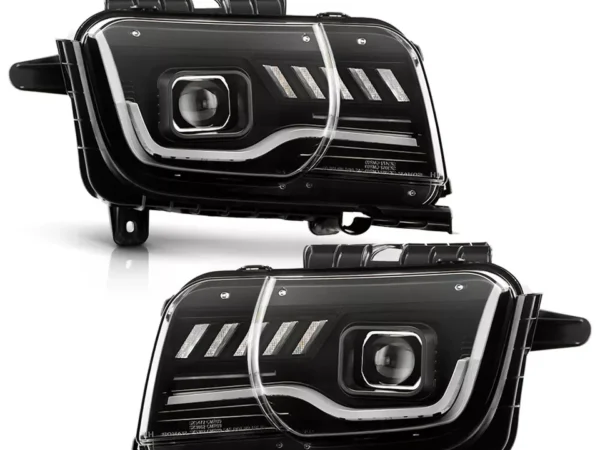 2010-2013 Chevrolet Camaro [Halogen Models] LED DRL Strip + Sequential Switchback Turn Signal Projector Headlights – Black